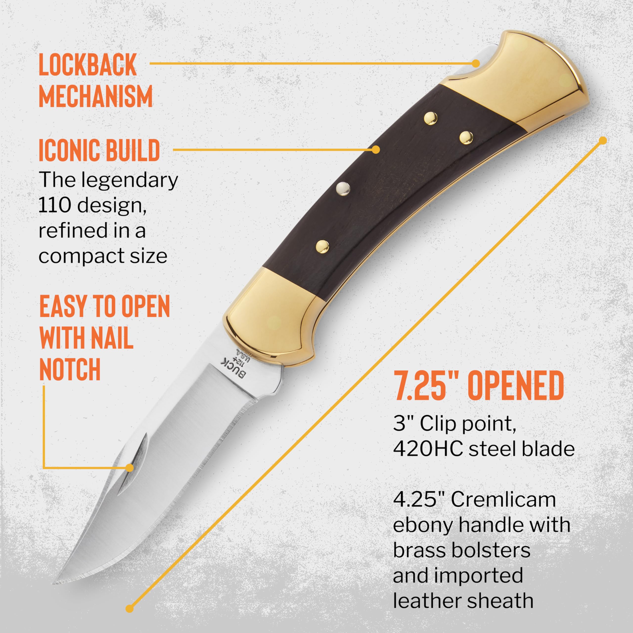 Amazon.com : Buck Knives 112 Ranger Hunting Knife, 3